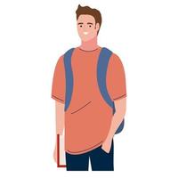 male student with schoolbag vector