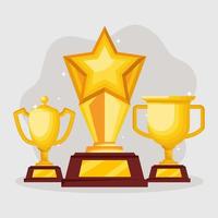 three golden awards trophies vector