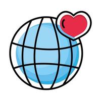 planet with heart vector