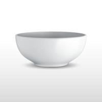 Realistic White Ceramic Bowl, Detailed Mockup Vector isolated on a background