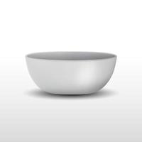 Realistic White Ceramic Bowl, Detailed Mockup Vector isolated on a background