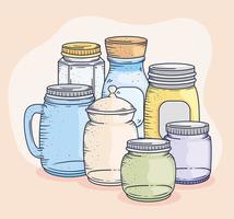 differents jars glass vector