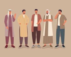 group of muslim men vector