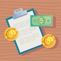 clipboard document and dollars vector