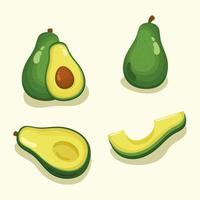 avocados vegetables four icons vector