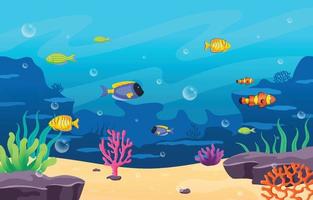 Ocean Life Scenery Cartoon Background vector