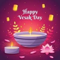 Happy Vesak Day Flat Background vector