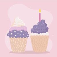 poster with birthday cupcakes vector