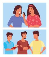 scenes of friends people vector