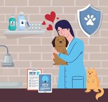 veterinario con mascotas vector