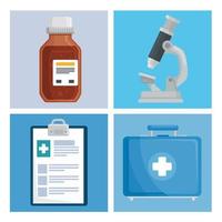 microscope and medicine icons vector