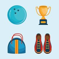 bowling sport four icons vector