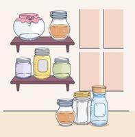 jars glass in shelving vector