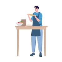 man cooking in wooden table vector