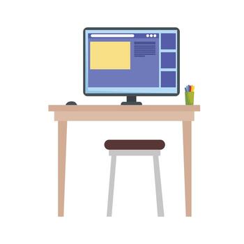 computer in desktop vector