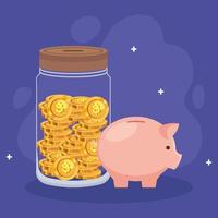 piggy and savings jar vector