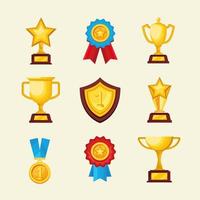 nine golden awards icons vector