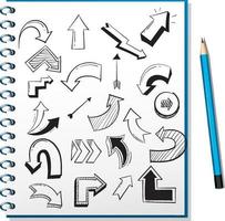 Hand drawn doodle icons on notebook vector