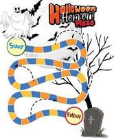 Snake and ladders game template in Halloween theme vector