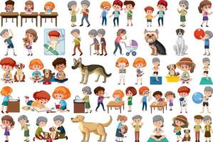 Set of different activities people in cartoon style vector