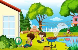 Scene with children in the park vector