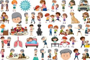 conjunto de diferentes actividades personas en estilo de dibujos animados vector