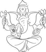 dios elefante de la india sobre fondo blanco vector