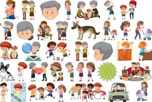 Set of different activities people in cartoon style vector