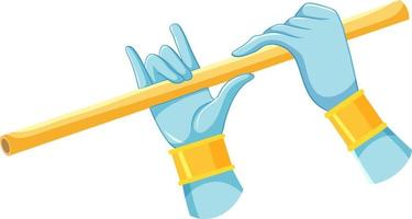 Blue hands playing flute on white background vector