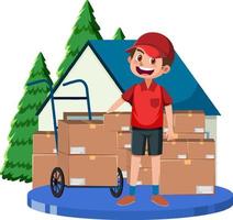 Delivery man cartoon character on white background vector