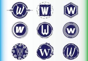 W letter logo and icon design template bundle vector