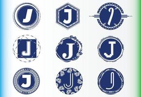 paquete de plantillas de diseño de logotipo e icono de letra j vector