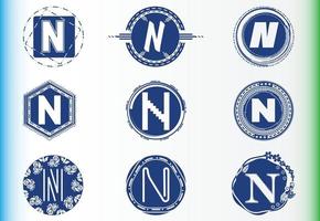 N letter logo and icon design template bundle vector