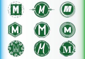 M letter logo and icon design template bundle vector