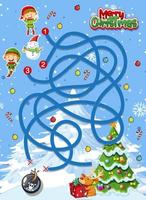 Maze game template with Christmas theme vector