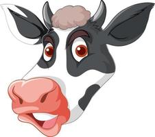 Head of black white cow in cartoon style vector