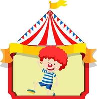 niño feliz con nariz de payaso en carpa de circo vector