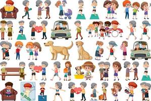 conjunto de diferentes actividades personas en estilo de dibujos animados vector