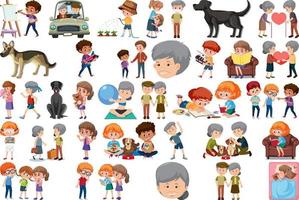 Set of different activities people in cartoon style vector