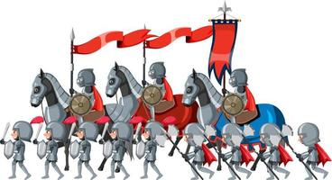 Army of medieval knights on white background vector