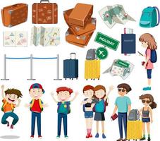 Set of traveling objects and travelers vector