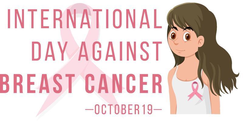 International Day Against Breast Cancer with a woman cartoon character