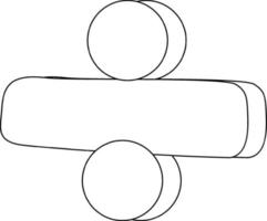 esquema de doodle de símbolo de división matemática para colorear vector