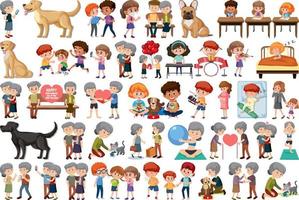 Set of different activities people in cartoon style vector