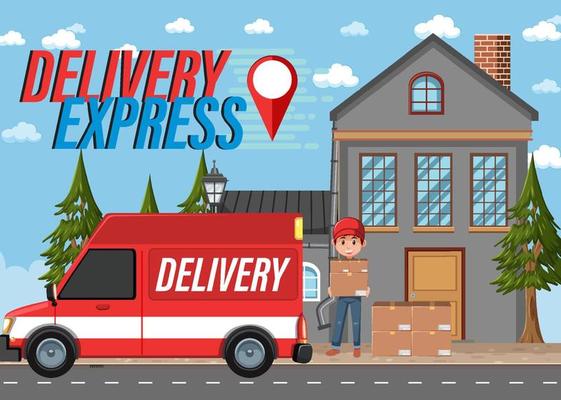 Courier delivering packages with deliver express logo