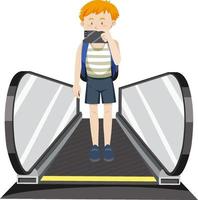 Front view of two travellers on moving walkway vector