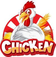 Chicken playing guitar cartoon character logo vector