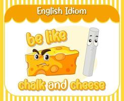 Modismo en inglés con descripción de imagen para ser como tiza y queso