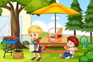 Scene with children in the park vector