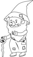 Wizard doodle outline for colouring vector